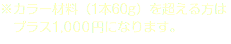 ※カラー材料（1本60g）を超える方は プラス1,000円になります。